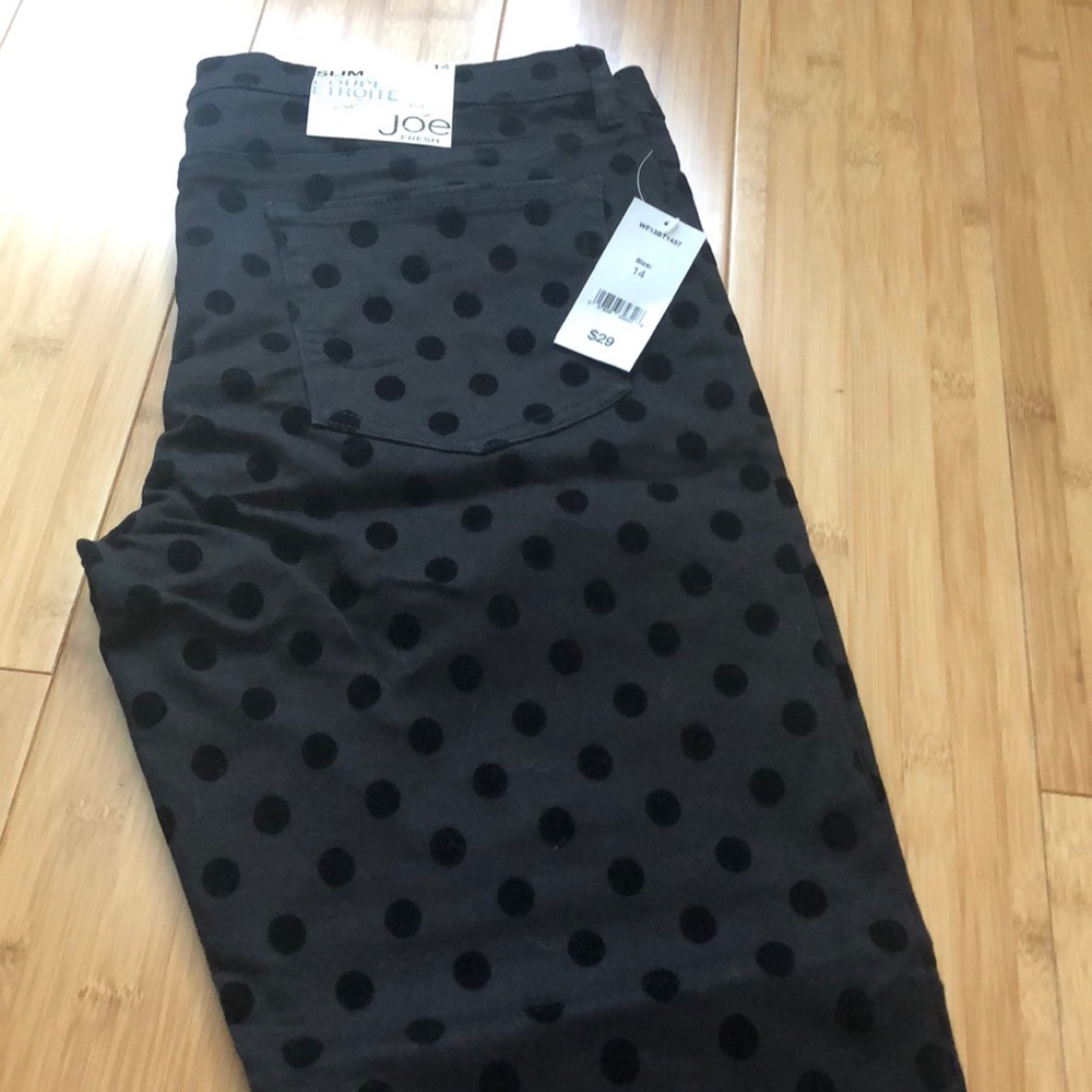 Joe Fresh black polka dot pants
